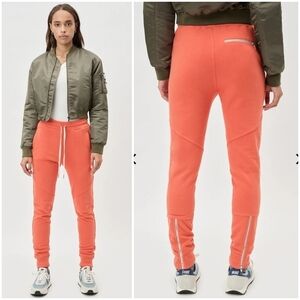 John Elliott Escobar Ankle Zip Jogger Sweatpants Women's Size XL Solar Orange